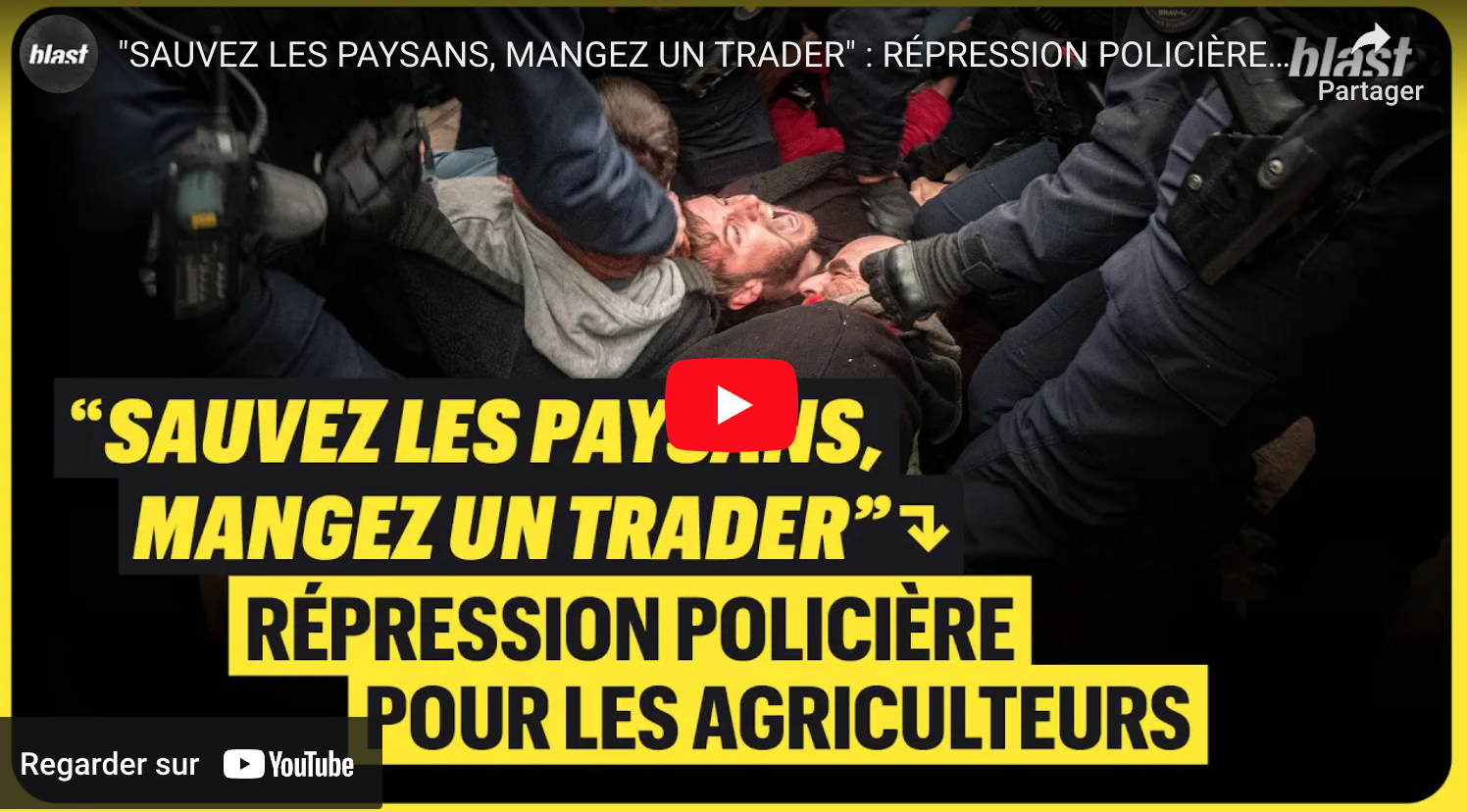 « Sauvez les paysans, mangez un trader » : répression policière pour les agriculteurs